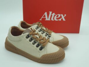 ALTEX Femme - derby crème et miel - cuir doublé cuir