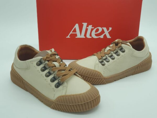 ALTEX Femme - derby crème et miel - cuir doublé cuir