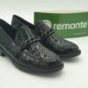 REMONTE Femme - Mocassin cuir impression croco vernis noir - semelle amovible