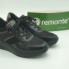 REMONTE Femme- Sneakers cuirtextile noir et or- lacetzip