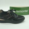 REMONTE Femme- Sneakers cuirtextile noir et or- lacetzip