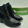 REMONTE Femme - boots lacetszip - Cuir vernis lisse noir - semelles amovibles