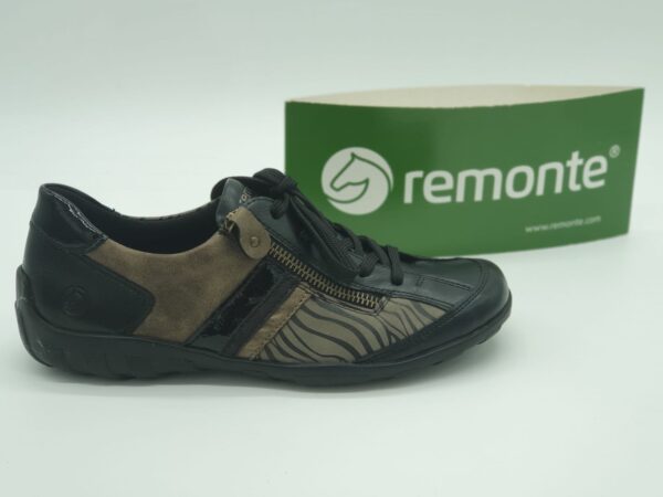 REMONTE Femme- derbys imprimé cuir+ zip