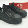 RIEKER Femme- Sneakers cuir noir- lacetszip