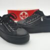 RIEKER Femme- Sneakers cuir noir- lacetszip