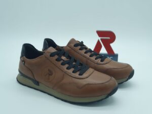 RIEKER RÉVOLUTION Homme-Sneakers cuir marron- lacets