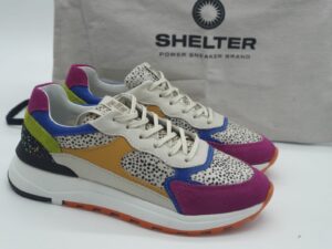 SHELTER Femme-sneaker imprimé pois cuir et textile multi