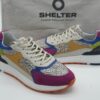 SHELTER Femme-sneaker imprimé pois cuir et textile multi