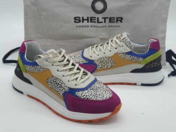 SHELTER Femme-sneaker imprimé pois cuir et textile multi