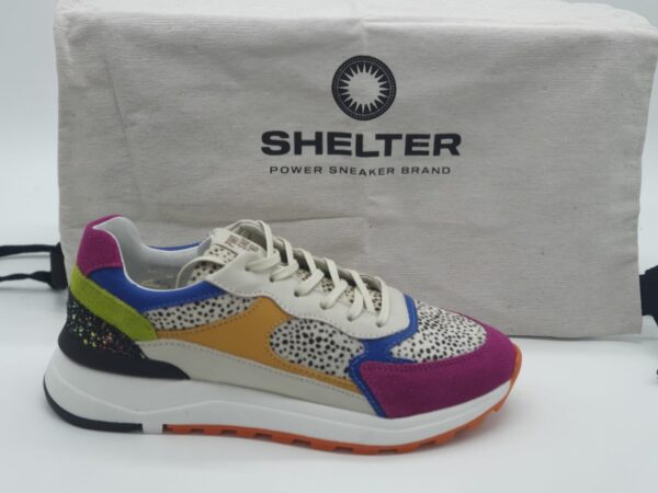 SHELTER Femme-sneaker imprimé pois cuir et textile multi