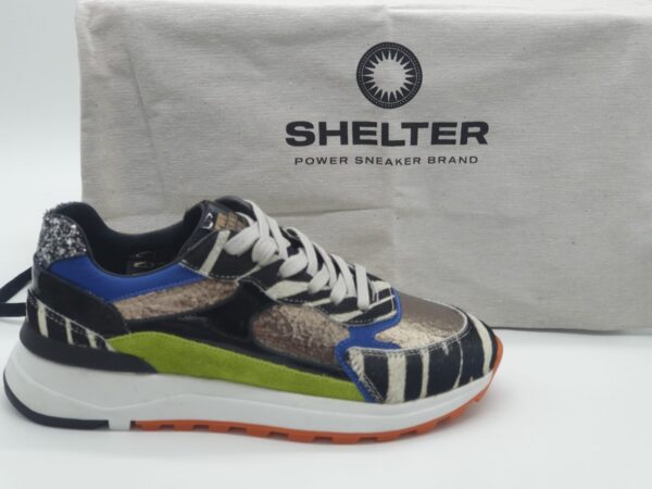 SHELTER Femme-sneaker- imprimé zèbre - cuir plombmulti-