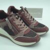 TAMARIS- sneakers compensés- cuirtextile glitter bordeaux- lacetszip