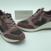TAMARIS- sneakers compensés- cuirtextile glitter bordeaux- lacetszip