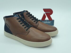 RIEKER ÉVOLUTION Homme- boots lacet/zip - cuir marron/ marine