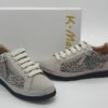 K.MARY Femme - derby cuir imprimé léopard / craie - lacets/zip  - ultra légère