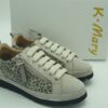 K.MARY Femme - derby cuir imprimé léopard / craie - lacets/zip  - ultra légère