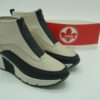 RIEKER Femme - boots zip central compensés - textile et simili crème/noir semelles amovibles