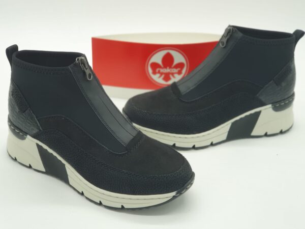RIEKER Femme - boots zippés compensés- textile et simili - noir - semelles amovibles