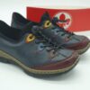 RIEKER femme - derby stretch et cuir marine/ multi - lacets élastiques