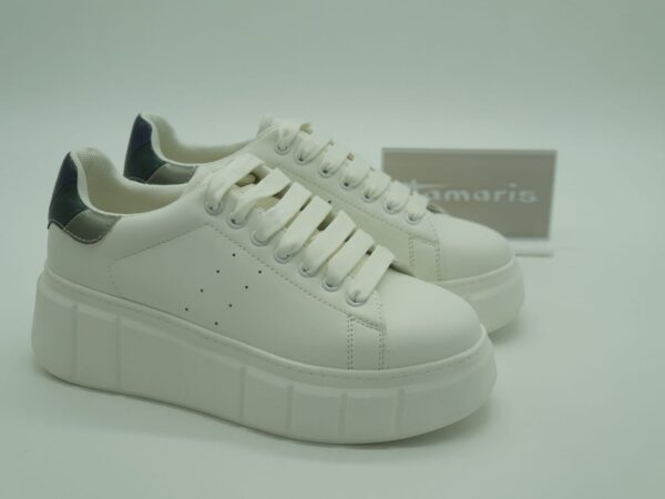 TAMARIS Femme - Sneakers bloc cuir blanc