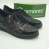 REMONTE Femme- Sneakers cuir et stretch- noir et bronze- semelle amovible