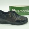 REMONTE Femme- Sneakers cuir et stretch- noir et bronze- semelle amovible