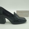 TAMARIS Femme- Mocassin talon- cuir vernis noir