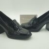 TAMARIS Femme- Mocassin talon- cuir vernis noir