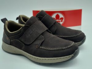 RIEKER Homme- derbys velcro- cuir nubuk marron