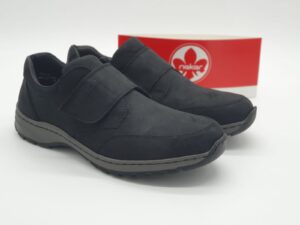 RIEKER Homme- Derbys velcro- cuir nubuk noir