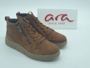 ARA Femme- Boots lacet/zip- daim camel- semelles amovibles