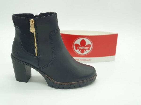 RIEKER Femme- Bottines talon cuir noir