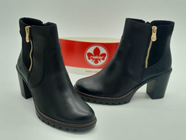 RIEKER Femme- Bottines talon cuir noir