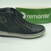 REMONTE Femme- Boots lacets/zip- Cuir lisse noir- semelles amovibles
