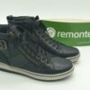REMONTE Femme- Boots lacets/zip- Cuir lisse noir- semelles amovibles