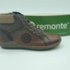 REMONTE Femme- Boots lacets/zip- Cuir lisse marron- semelles amovibles