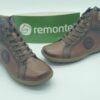 REMONTE Femme- Boots lacets/zip- Cuir lisse marron- semelles amovibles