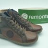 REMONTE Femme- Boots lacets/zip- Cuir lisse marron- semelles amovibles