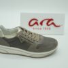 ARA Femme- Sneakers cuir taupe- lacets/zip- semelles amovibles