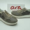 ARA Femme- Sneakers cuir taupe- lacets/zip- semelles amovibles