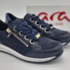 ARA Femme- sneakers cuir marine- Semelles amovibles