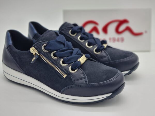 ARA Femme- sneakers cuir marine- Semelles amovibles