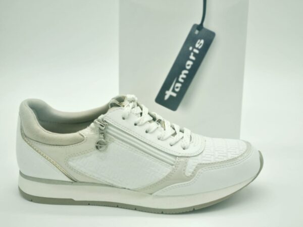 TAMARIS Femme- sneakers simili blanc- lacet/zip