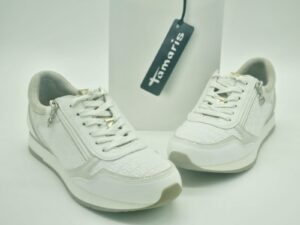 TAMARIS Femme- sneakers simili blanc- lacet/zip