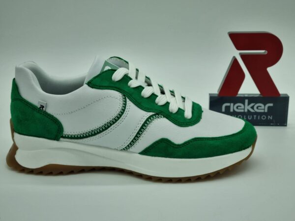 RIEKER Femme- sneakers cuir blanc/vert espace confort