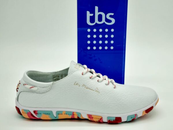 TBS-Femme Marinières cuir blanc/ Semelles amovibles espace confort