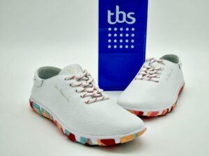 TBS-Femme Marinières cuir blanc/ Semelles amovibles espace confort