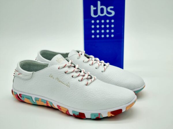 TBS-Femme Marinières cuir blanc/ Semelles amovibles espace confort