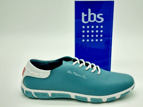 TBS-FEMME- marinières cuir bleu horizon-Semelles amovibles | Espace confort