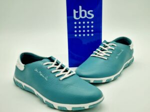 TBS-FEMME- marinières cuir bleu horizon-Semelles amovibles | Espace confort